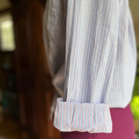 H&M Blue and Pink Pinstripe Button Down Long Sleeve Dress Shirt - Picture 4 of 9